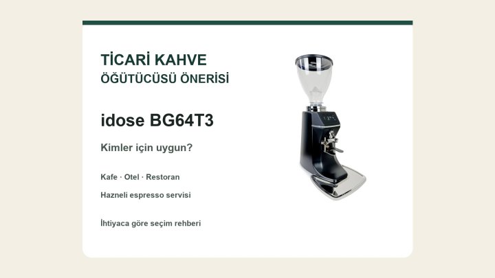 Ticari Kahve Öğütücüsü Önerisi: idose BG64T3 Kimler İçin Uygun?