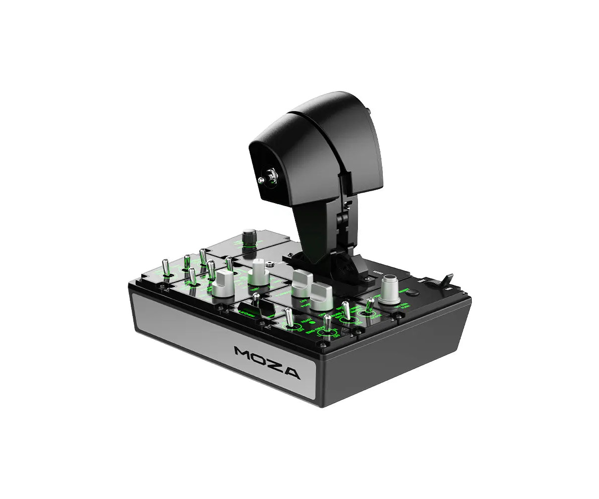 Moza MTP Throttle alüminyum tutamağı ve anahtarlarla donatılmış kontrol yüzeyi