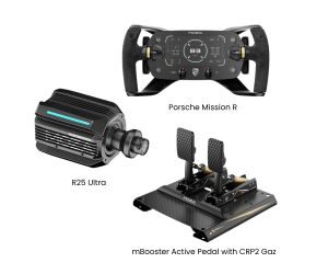 Moza Racing R25 Ultra Base Porshe Mission R Steering Wheel Mbooster Active Pedal Bundle