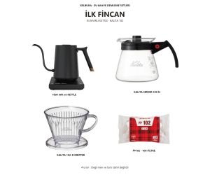 Gelbura İlk Fincan Isı Ayarlı Kahve Demleme Seti-Siyah