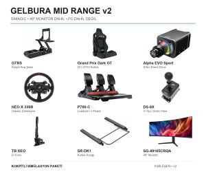 Gelbura Mid Range v2 9Nm GTRS Simagic Neo X 330R P700 49 İnç Monitör Dahil Sim Racing Paketi