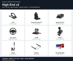 Gelbura High-End v2 18Nm GTS Simagic Zeus Sport Magic Dash 4 P1000 49 inç Monitör Dahil Sim Racing Paketi
