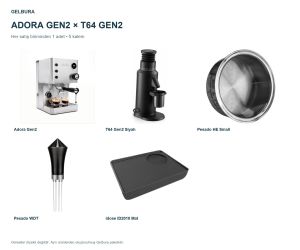 idose Adora Gen2 ve T64 Gen2 Siyah Pesado Sepet ve WDT Espresso Bundle