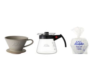 Kalita MI 185 Sand Beige Seramik Dripper, Wave 185 Filtre ve 500 N Server Seti