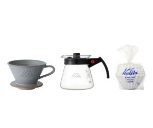 Kalita MI 185 Sand Gray Seramik Dripper, Wave 185 Filtre ve 500 N Server Seti