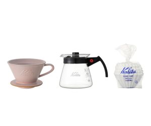 Kalita MI 185 Flamingo Seramik Dripper, Wave 185 Filtre ve 500 N Server Seti